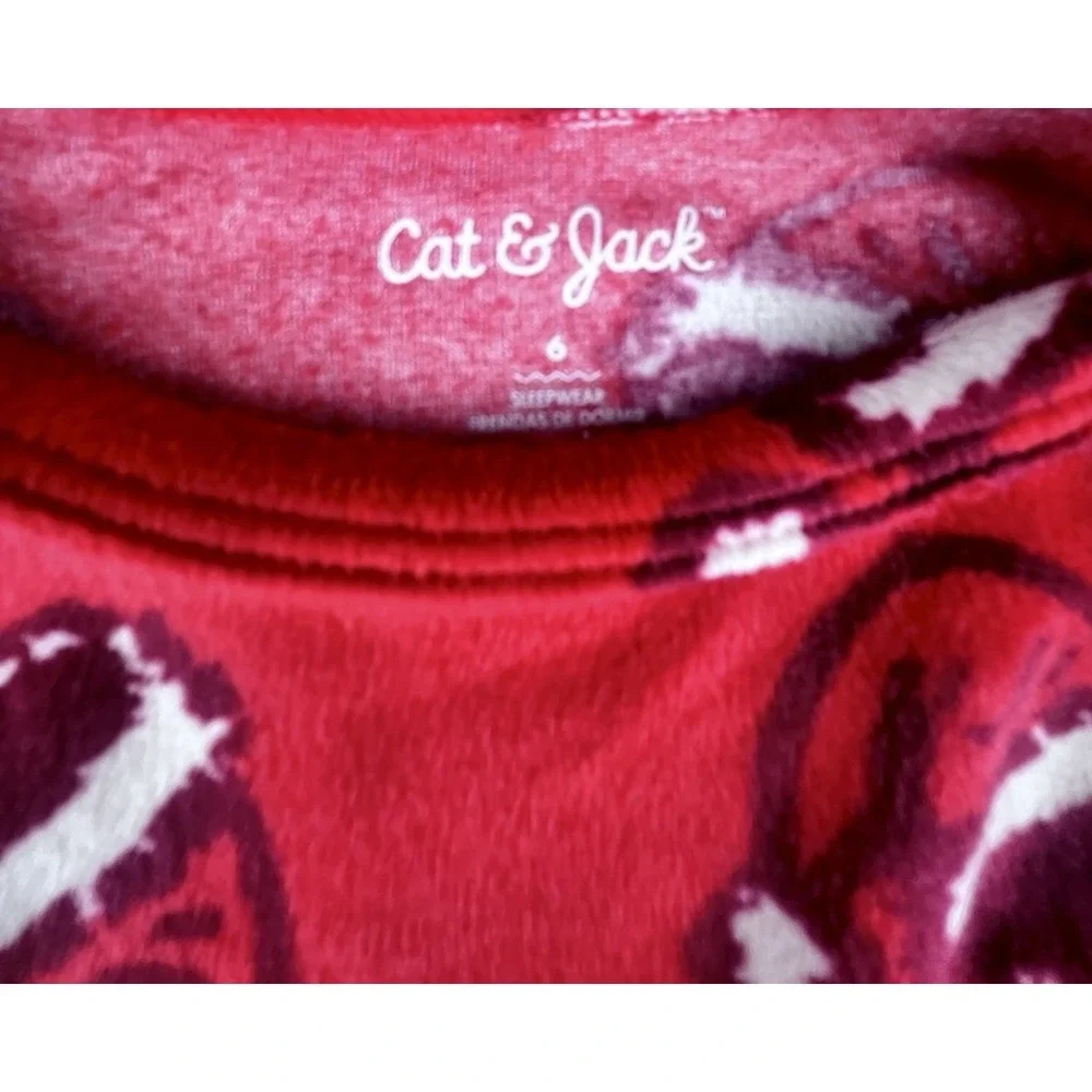 Cat‎ & Jack Kids Fleece Pajama Set 6 Santa Hat Red Christmas Sleepwear Holiday